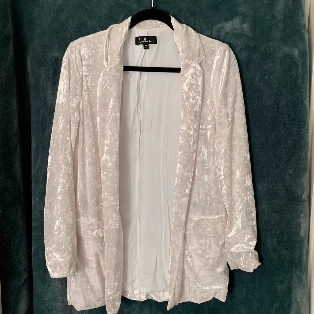 Lulus White Velvet Blazer